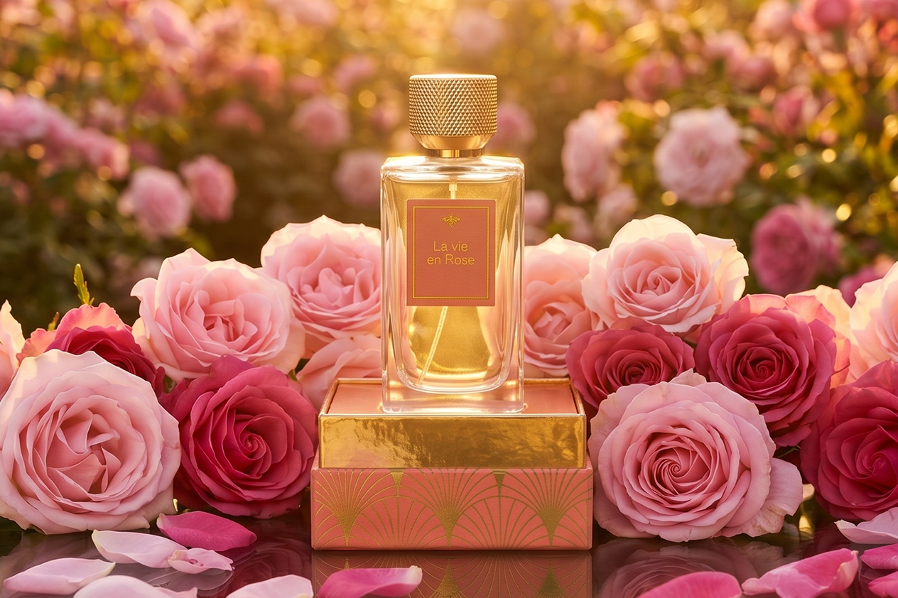Crayon à lèvres La Vie en Rose de La Palette du Parfumeur, boîtier rose avec logo, prêt à être utilisé.