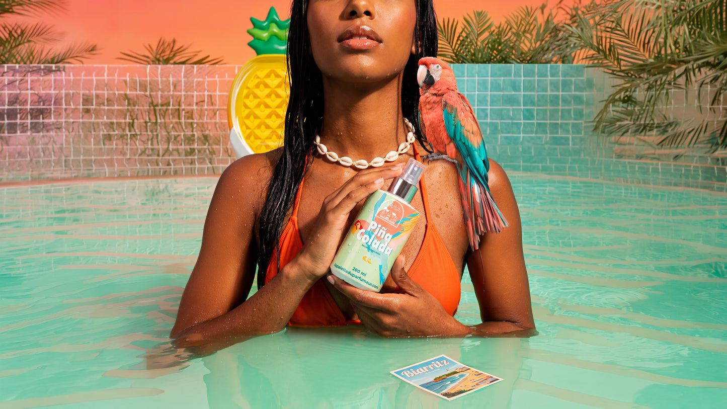 Brume parfumée Pina Colada de La Palette du Parfumeur, vaporisateur avec parfum frais et exotique de noix de coco et ananas.