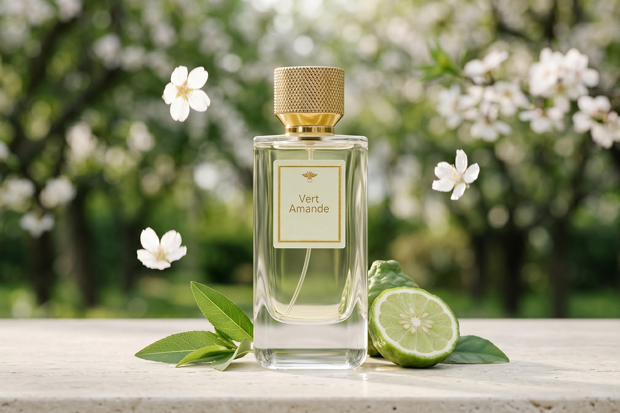 
                  
                    Véritable vert amande en flacon de La Palette du Parfumeur, mettant en valeur la teinte douce et naturelle de la fragrance.
                  
                